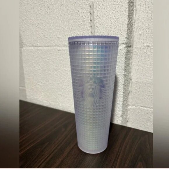 Starbucks 2022 VENTI Spring Soft Touch Unicorn Grid Iridescent 24oz Tumbler - Picture 1 of 6